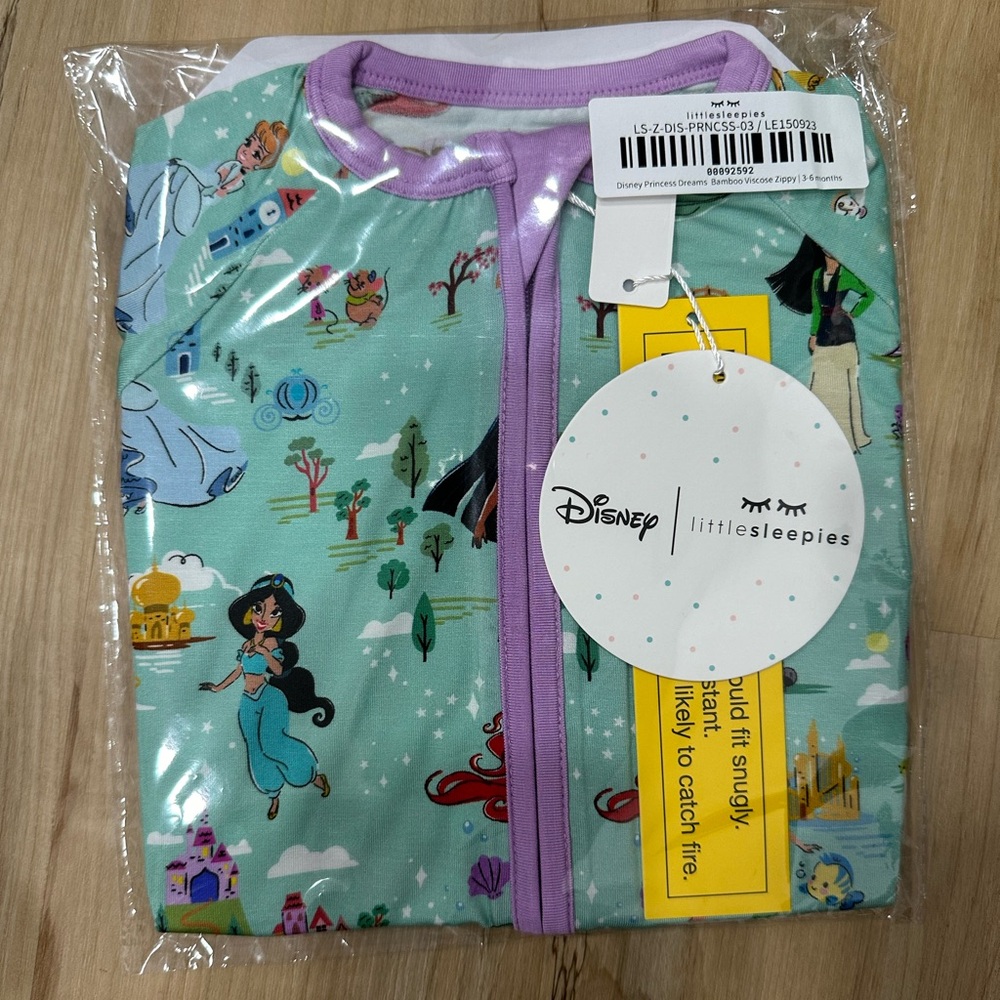NIB Little Sleepies Disney Princess Dreams 3-6m